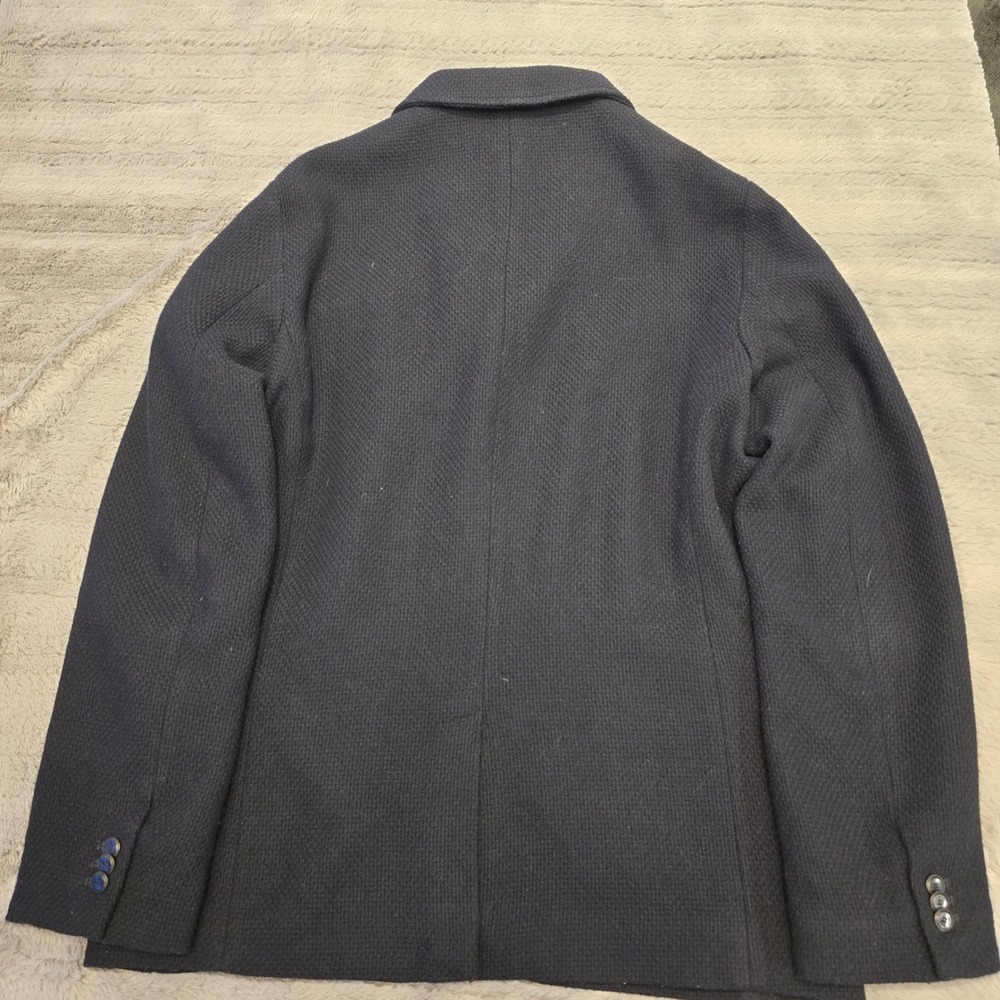 Trussardi Jeans Mens Navy Blue Wool Blend Blazer SportCoat Size 54 Made in Italy - Picture 6 of 6